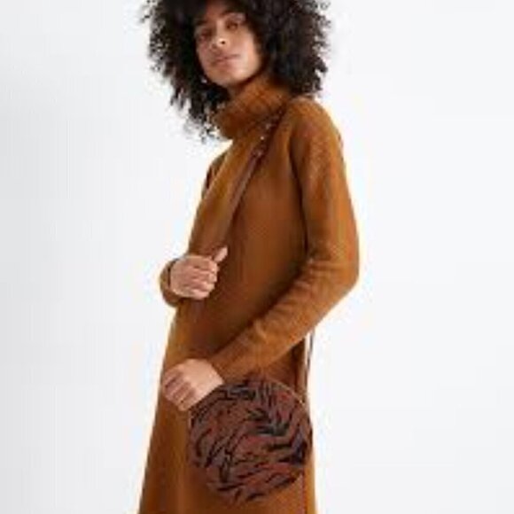 Madewell The Simple Circle Calf Hair Zebra Animal Crossbody Boho Leather Purse - Picture 1 of 6